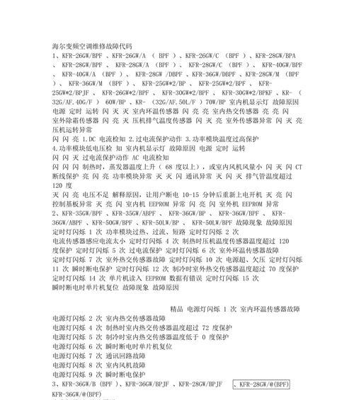 美的空调维修故障代码大全（解读美的空调故障代码）